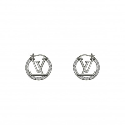 LOUIS VUITTON CRYSTAL ROUND EARRINGS YELLOW GOLD M01331